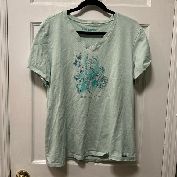 Life Is Good Floral V-Neck Tee - Picture 1 of 4